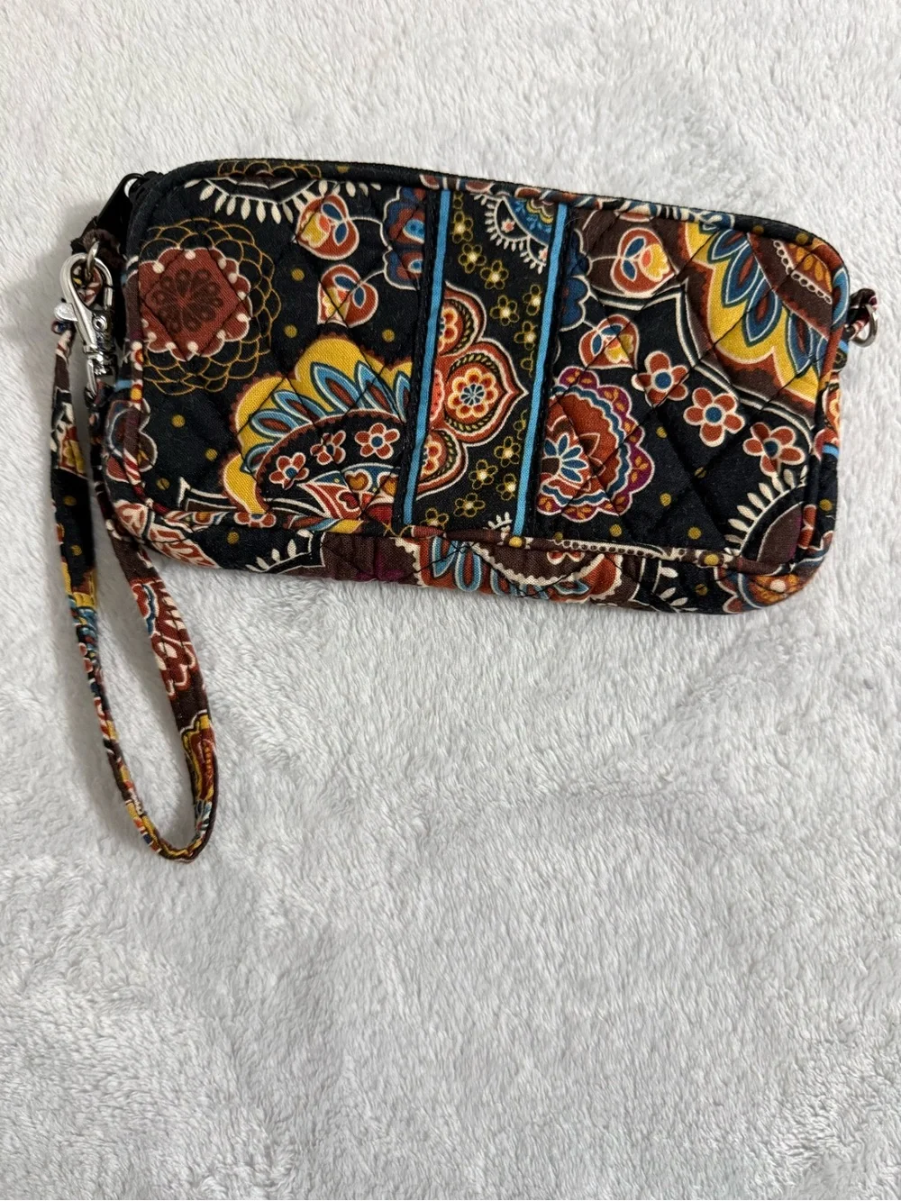 Vera Bradley Black Floral Quilted Wristlet